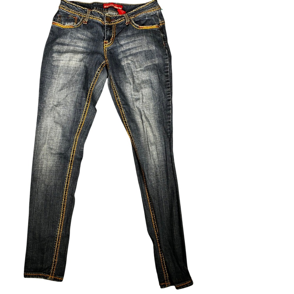 Zana Di Jeans Rockin Denim Women 11 Blue Skinny Thick Contrast Stitch Low Rise